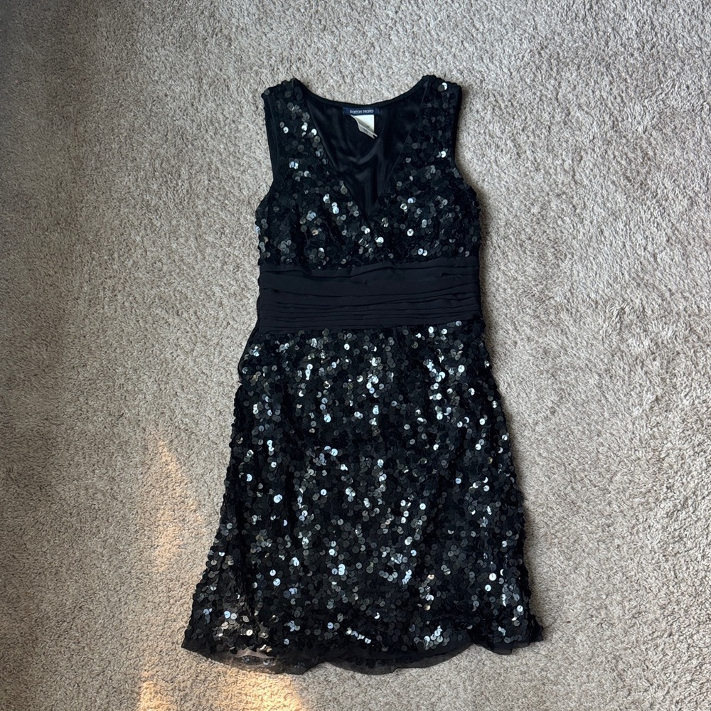 Boston Proper Black Sequin Womens Dress